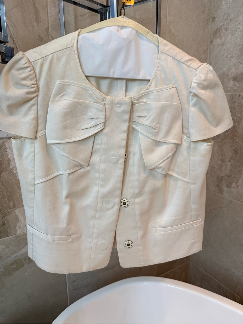 Red Valentino Women's Cream Short Sleeve Bow-Accent Jacket